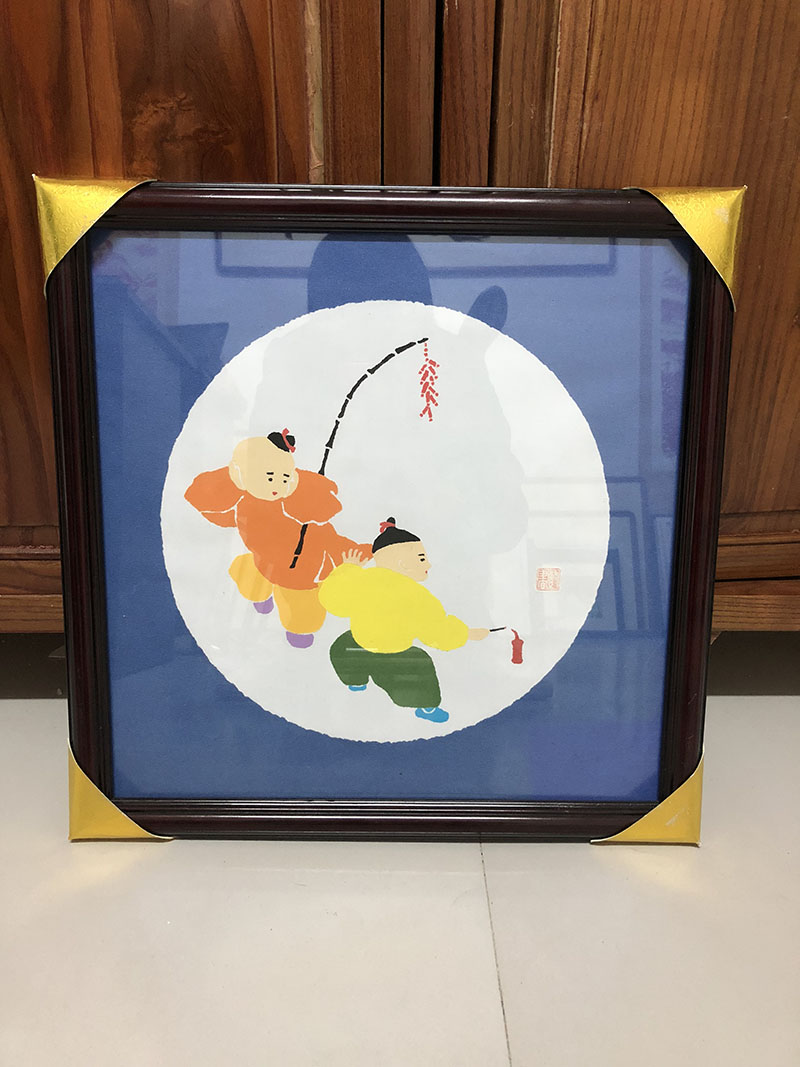 《爆竹声声》撕纸画 孟繁书 市级传承人